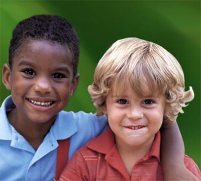 two children facing forward