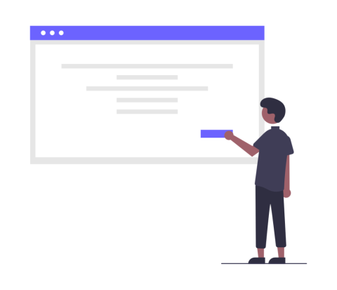 illustration of a person pressing a submit button