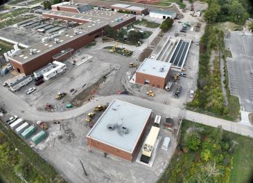 Site overview (facing west southwest) – new electrical substation and generator are at the bottom of the image