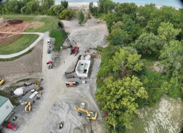 Connection of new piping to existing 66" diameter outfall (facing west)