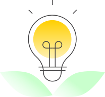 a yellow light bulb over green leaves