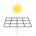 a yellow sun centered over a solar panel