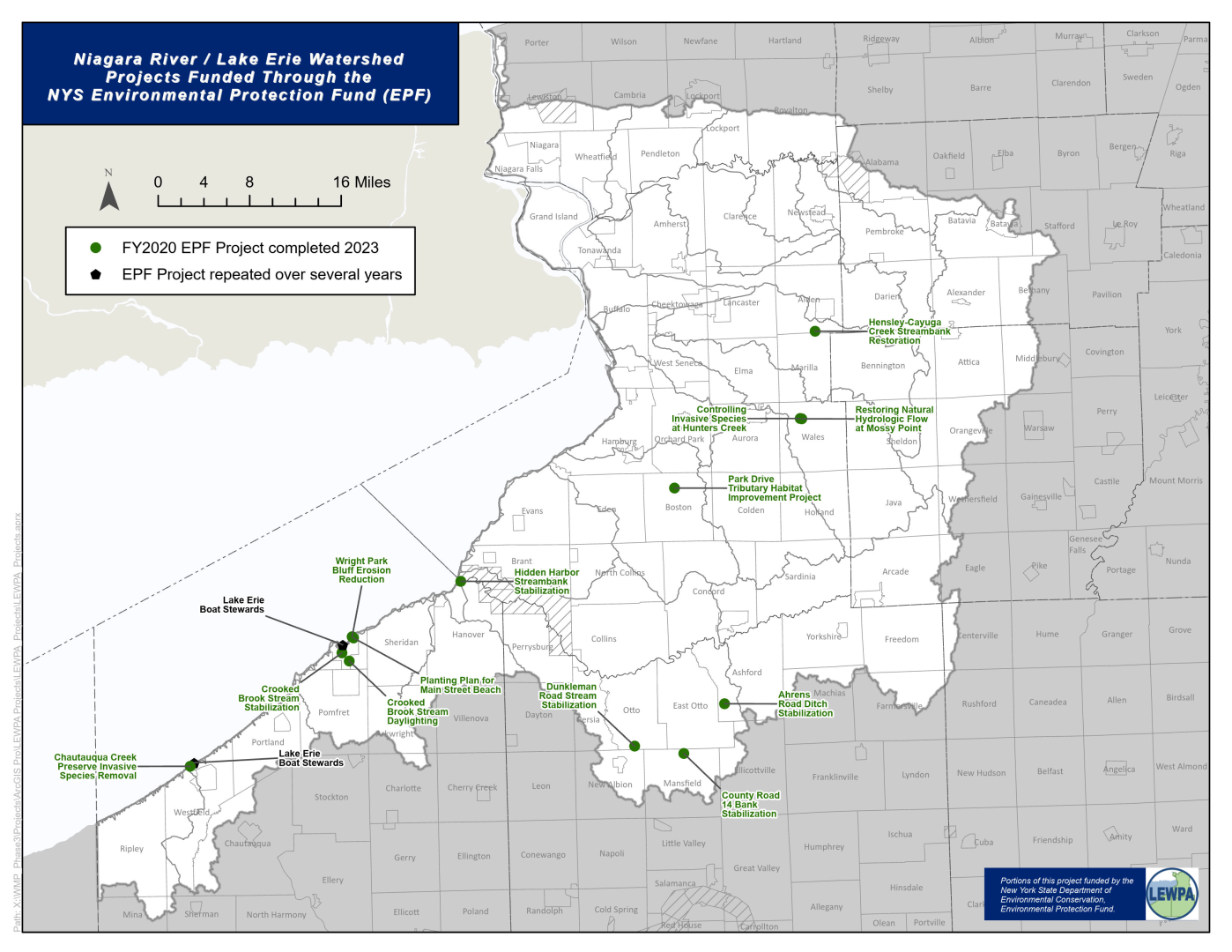 Map showing projects completed in 2023
