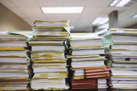 decorative picture of stacks of files
