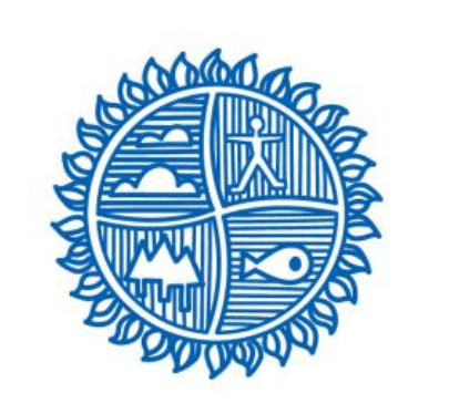 EMC Logo. A circle segmented into quadrants each with an icon: a person, clouds, trees, and a fish.