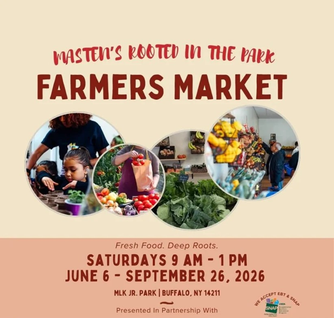 Image advertising the Masten Rooted in the Park Farmers Market