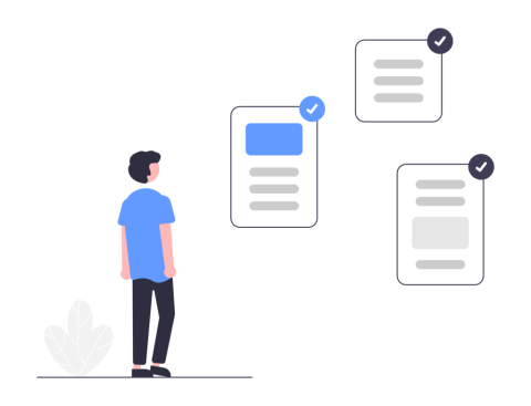 illustration of a person looking at multiple documents
