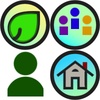 Set of icons representing environmental health