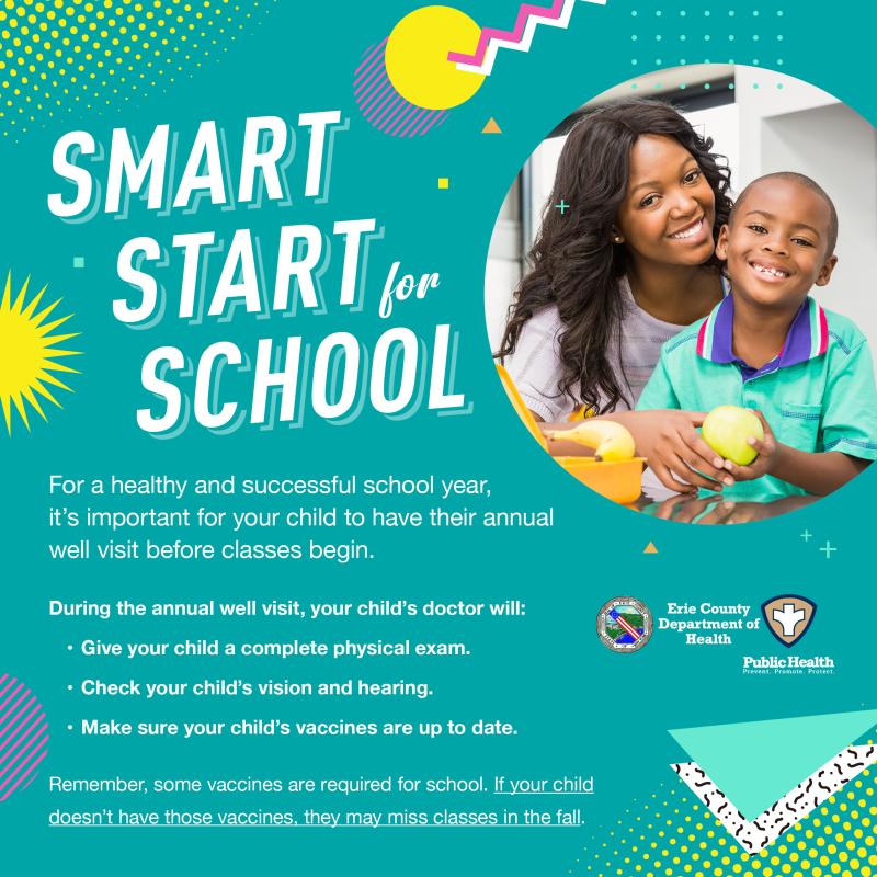 Smart Start for School - image of smiling mom standing behind and hugging her young son