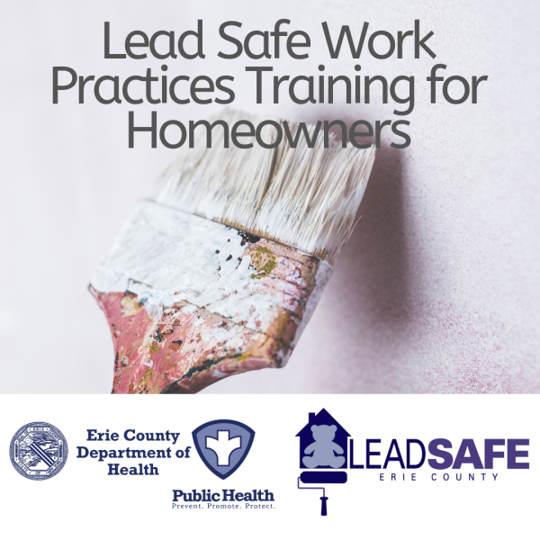Lead Safe Work Practices Training for Homeowners; image of a bristled paintbrush painting a wall with white paint 