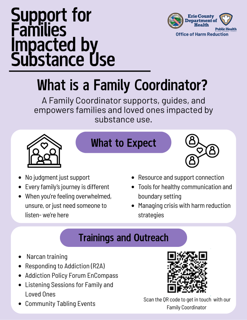 Printable flyer with information on this site about family coordinator.