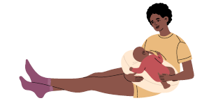Illustration of woman holding infant.