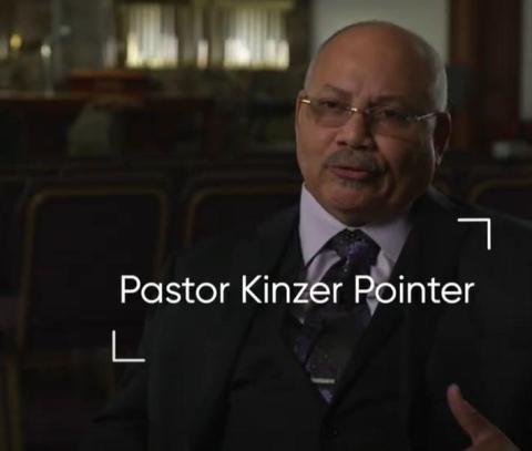 Screenshot from video with Pastor Kinzer Pointer