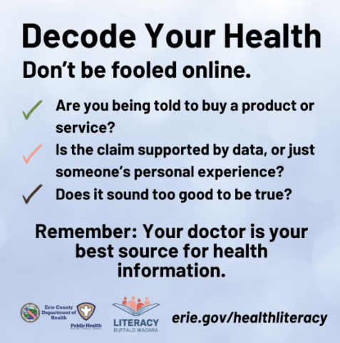 Decode your health - don't be fooled online. Your doctor is the best source for health information.