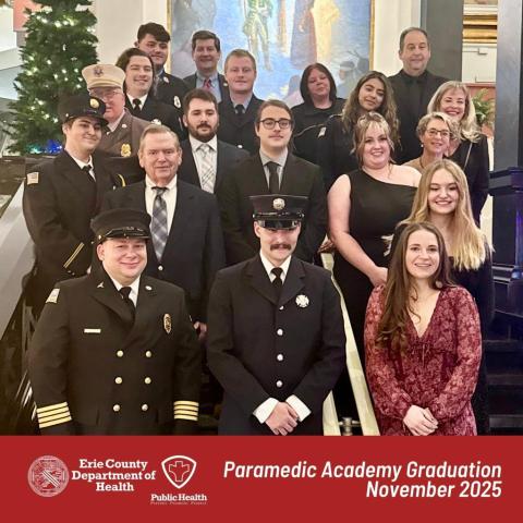 Group photo of Paramedic Academy students from November 2025 graduation ceremony at the Buffalo History Museum
