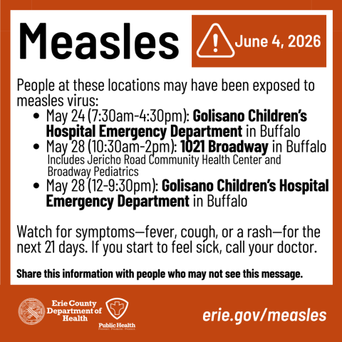 Measles alert for June 4, 2026 - see erie.gov/measles for details