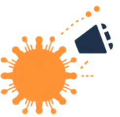 Measles virus illustration with loudspeaker