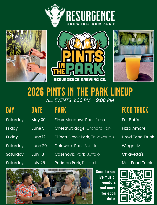 Pints in the park schedule