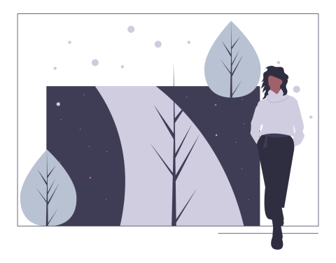 person walking down a winter road